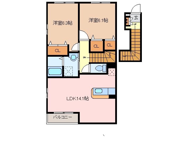 ルシヨン　Ｃ棟の物件間取画像