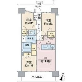 パークホームズ一社　1202号室の物件間取画像