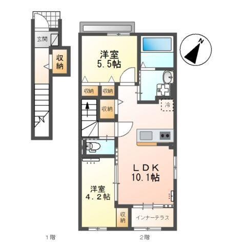 APGヴィラ徳倉Bの物件間取画像