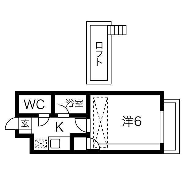 アップルハウス稲荷町Bの物件間取画像