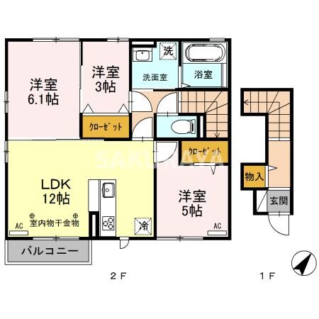 クレール富久 Ｂの物件間取画像