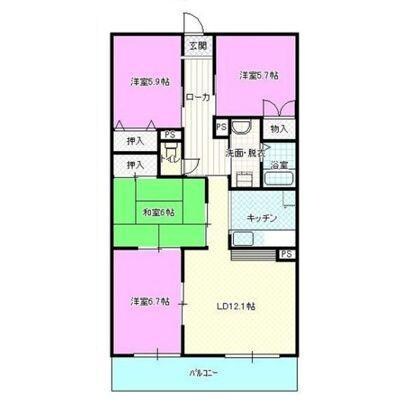 第五西垣ハイツの物件間取画像