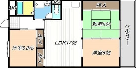 第５グランドハイツ服部の物件間取画像