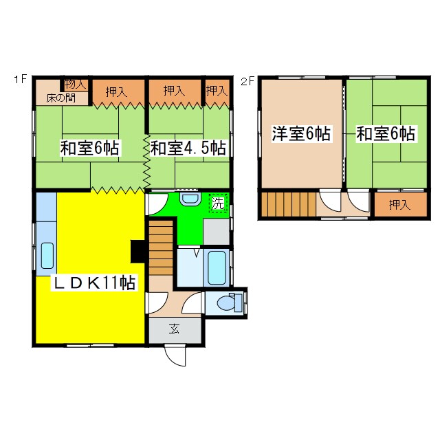 愛国東４－２７－１貸家の物件間取画像