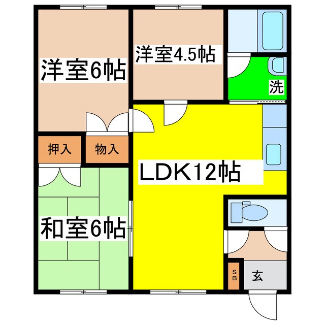バナ奈ハイツの物件間取画像