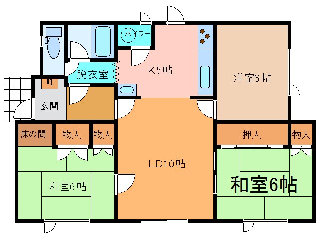東6南19借家　16の物件間取画像