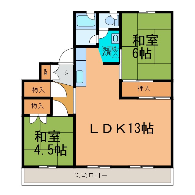 ビレッジハウス大成1号棟の物件間取画像