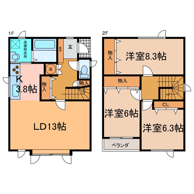 西16南5借家（18-20）2階建の物件間取画像