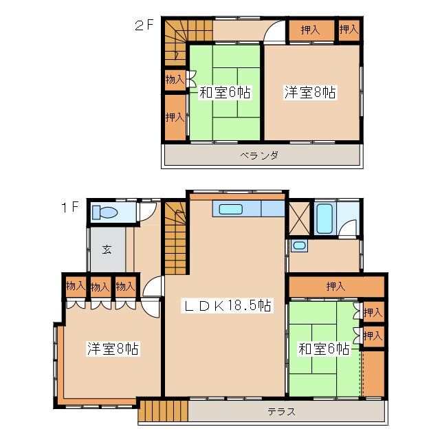 桜ヶ岡6-2-20貸家の物件間取画像