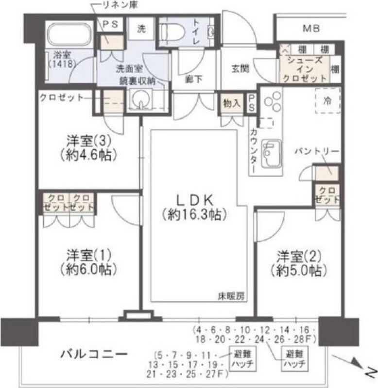 Brillia Tower箕面船場 THE TOP OF THE HILLの物件間取画像