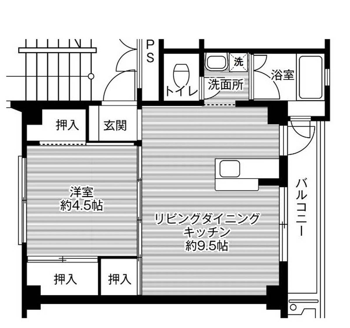 ビレッジハウス太子1号棟 (402号室)の物件間取画像