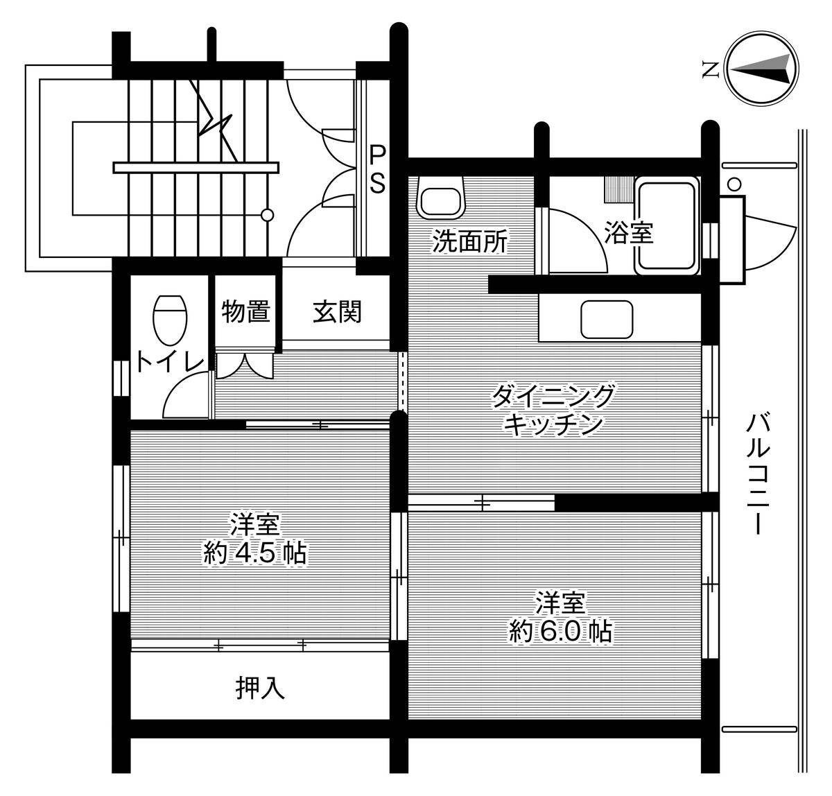 ビレッジハウス福田本町1号棟 (505号室)の物件間取画像