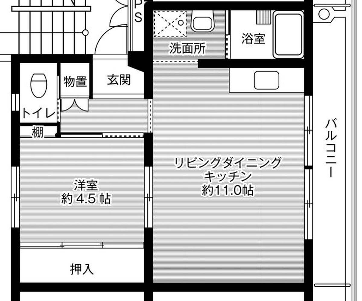 ビレッジハウス飯塚1号棟 (202号室)の物件間取画像