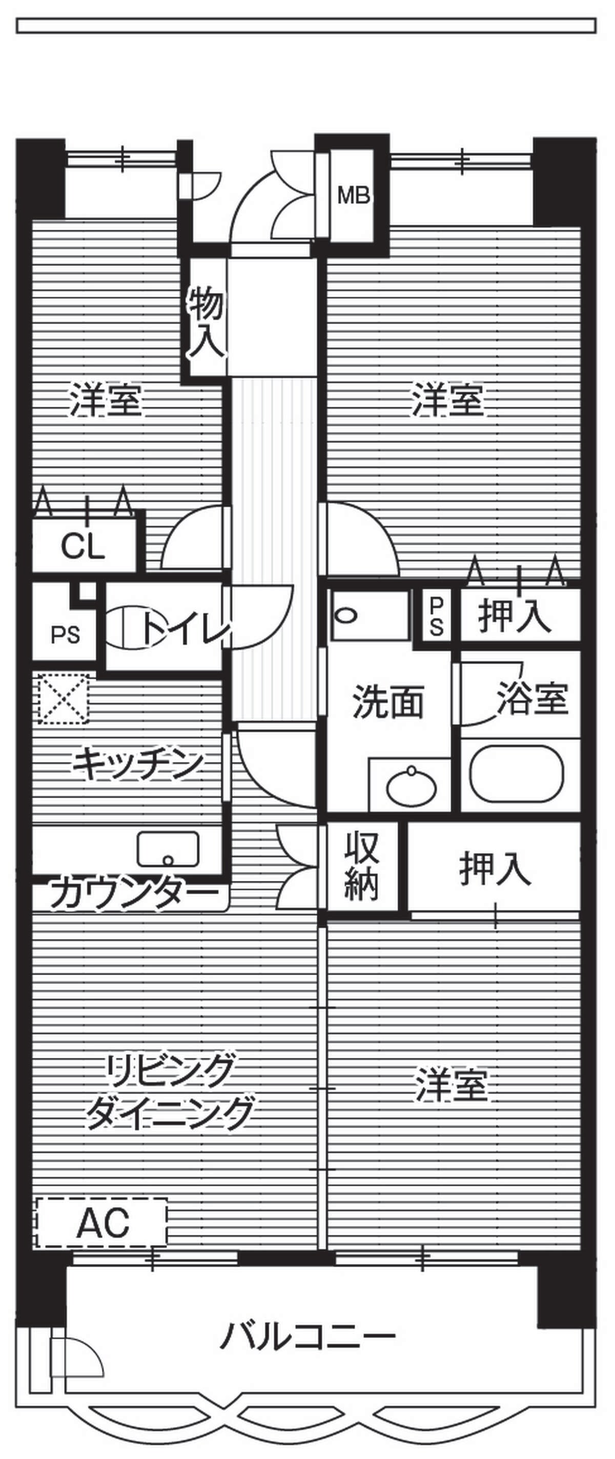 ビレッジハウス東松山タワー1号棟 (506号室)の物件間取画像