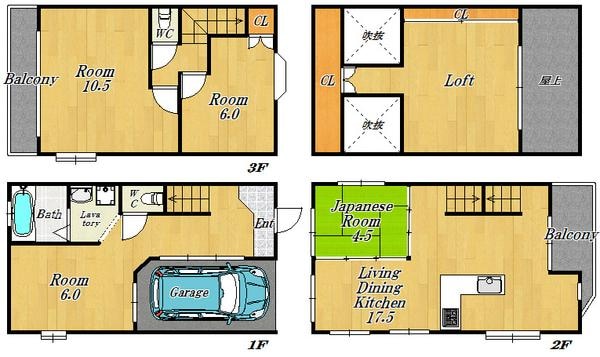 諸福5丁目戸建の物件間取画像