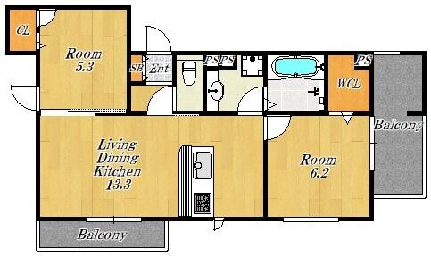 仮称）Ｄ－ＲＯＯＭ放出東３丁目の物件間取画像