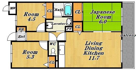 アビタ山本放出東（3号）の物件間取画像