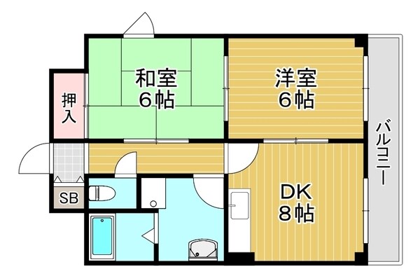 鵲森之宮ハイツの物件間取画像