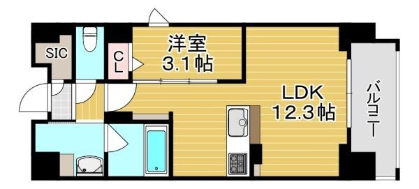 ウェルホームズ法円坂の物件間取画像