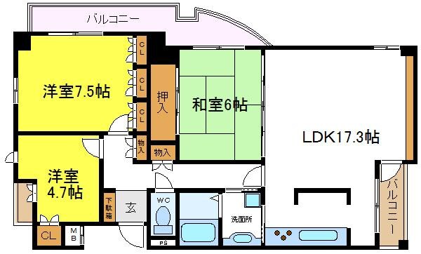 ジョワジールタワー長居公園の物件間取画像