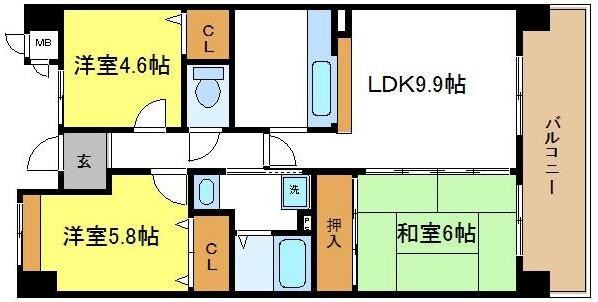 コーシャハイツ喜連西の物件間取画像