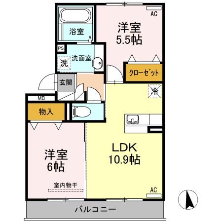 ウエスト ヴィレッジ2 B棟の物件間取画像