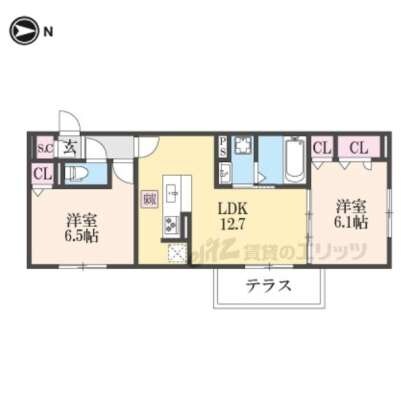 ＤーＲＯＯＭ一乗寺の物件間取画像