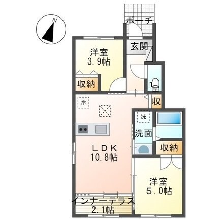 藤沢市遠藤アパートＢ棟新築工事の物件間取画像