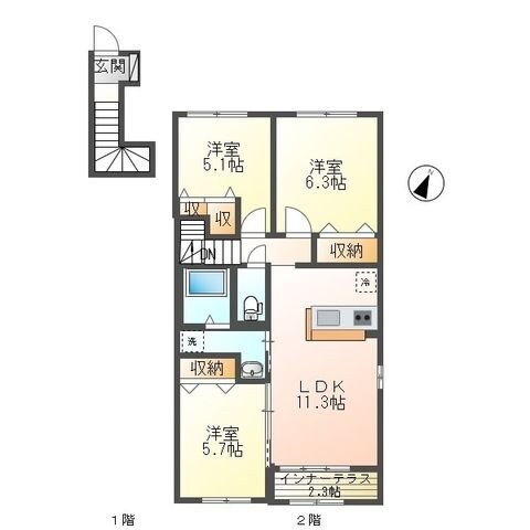 藤沢市遠藤アパートA棟新築工事の物件間取画像