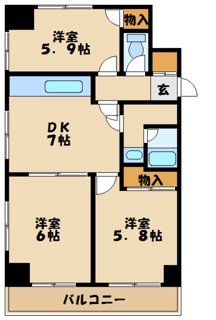 愛岡マンションの物件間取画像