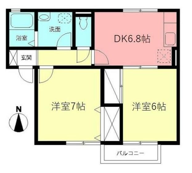 北相ハイツＤの物件間取画像