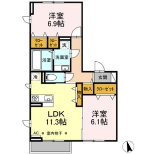 Ｄ-ｒｏｏｍ西平山Ａ棟の物件間取画像