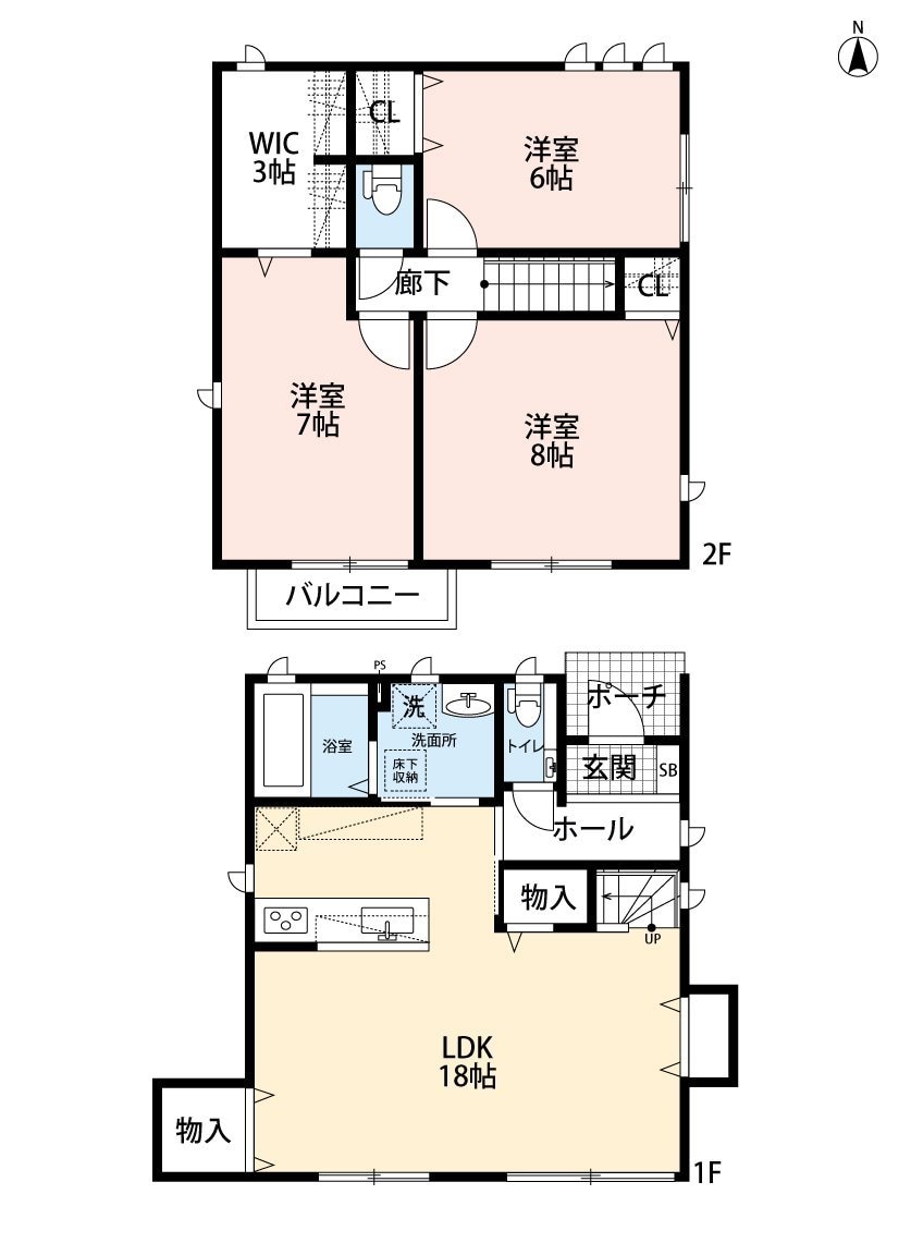 稲城市東長沼戸建 3号棟の物件間取画像