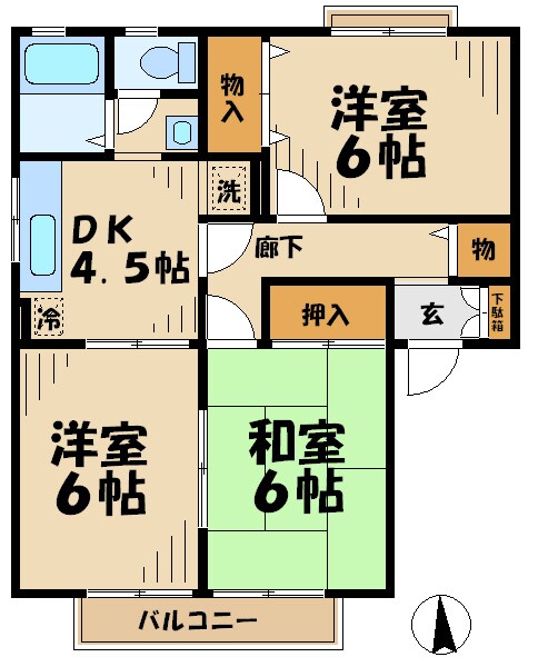 ヴィラ栗本Ａの物件間取画像