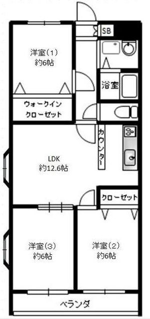 コスモリード武蔵中原の物件間取画像