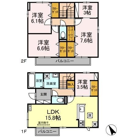 Le trefle　D棟の物件間取画像