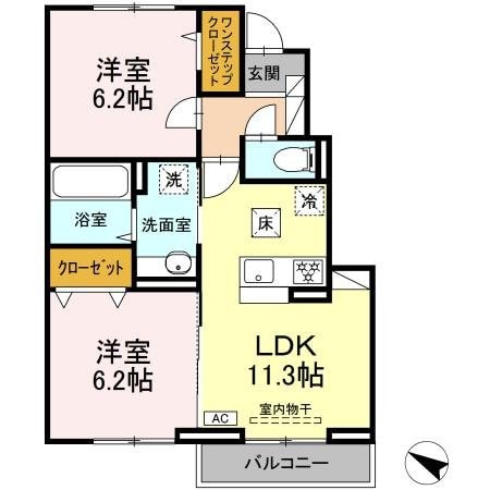 ヴェルジェＢの物件間取画像