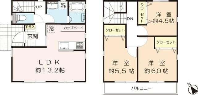 東長沼貸家の物件間取画像