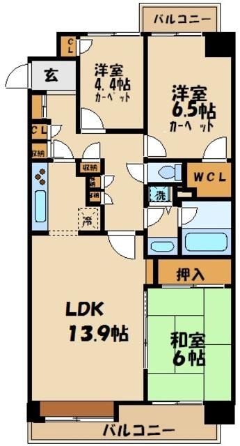 パークハイム狛江３号棟の物件間取画像