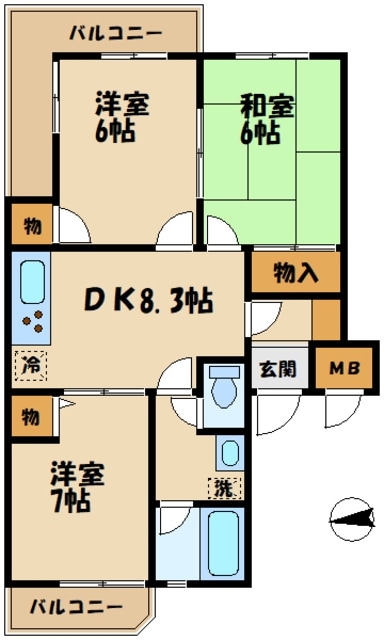 サンライズアサオの物件間取画像