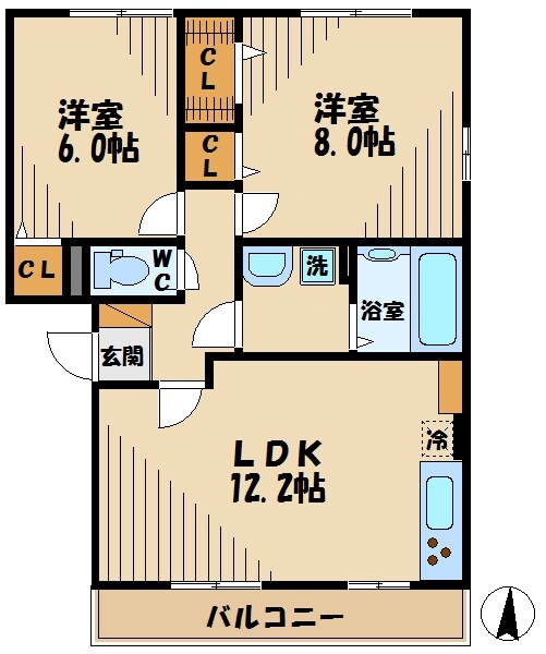 エクセラン旭が丘弐番館の物件間取画像