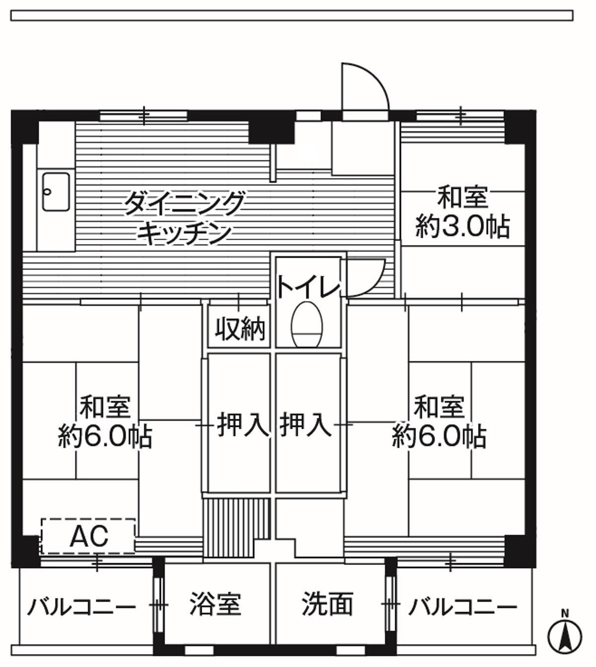 ビレッジハウス小比企7号棟 (405号室)の物件間取画像