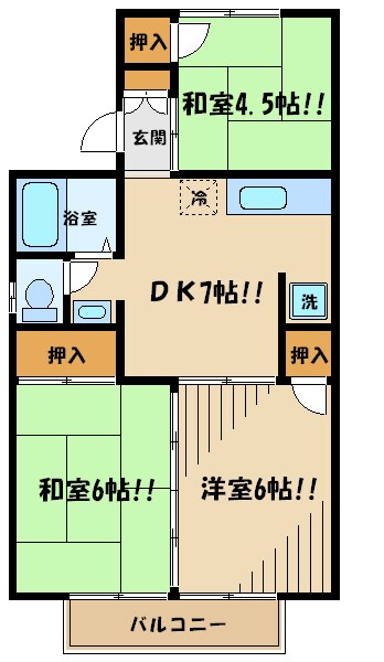 サニーハイツ松が谷の物件間取画像