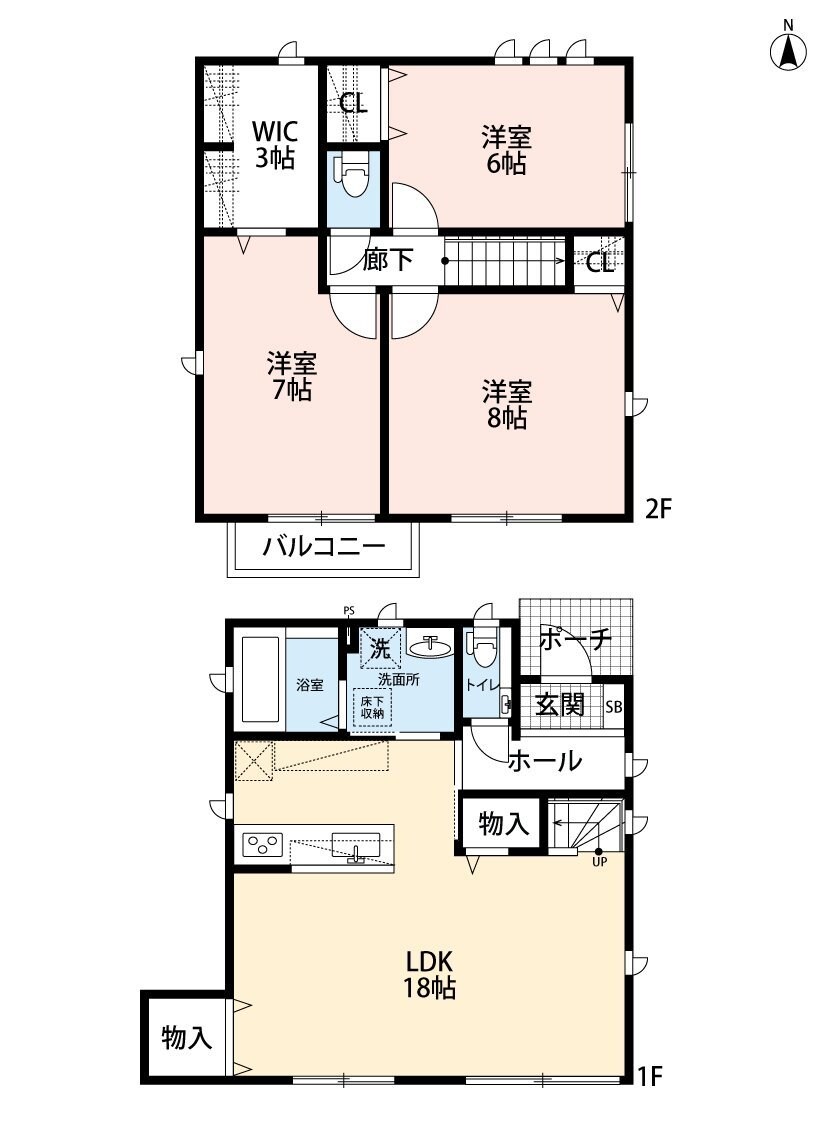 稲城市東長沼戸建 1号棟の物件間取画像