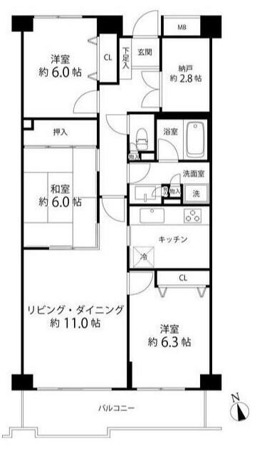 T's garden府中（旧ゼルコバコーポラス）の物件間取画像