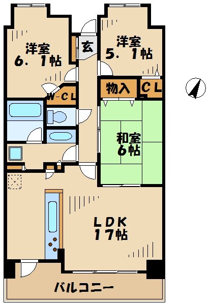 ライオンズヒルズ多摩永山壱番館の物件間取画像