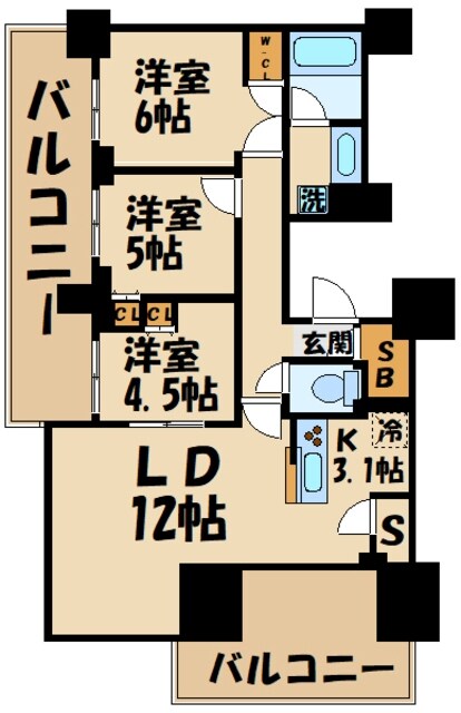 セントラルレジデンス調布の物件間取画像