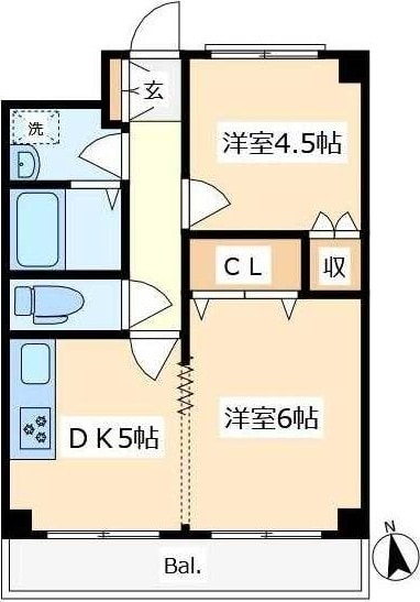 グランドール国立の物件間取画像