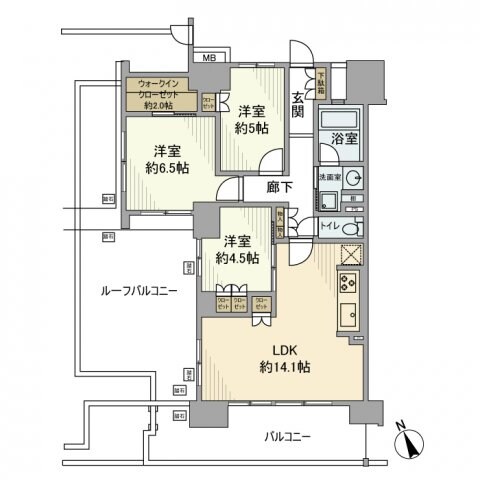 シティテラス多摩川Ｆ棟の物件間取画像