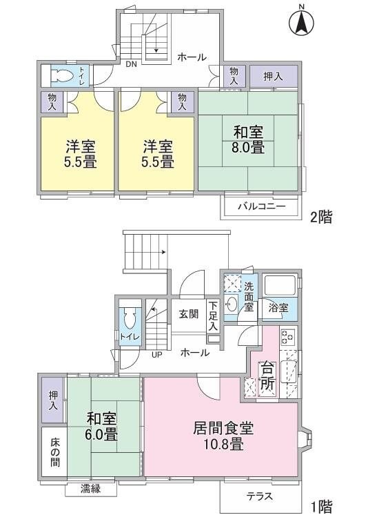 宇津木台テラスハウスの物件間取画像